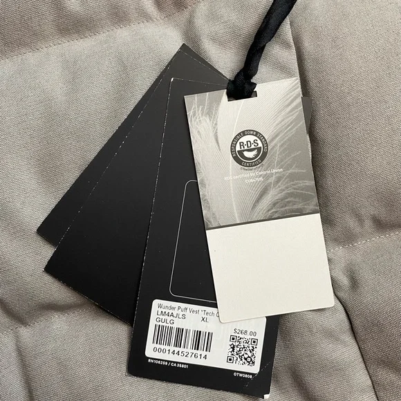 XL NWT Lululemon Wunder Puff Vest Tech Canvas Gull Grey 600 Fill Down Puffer - Picture 3 of 6